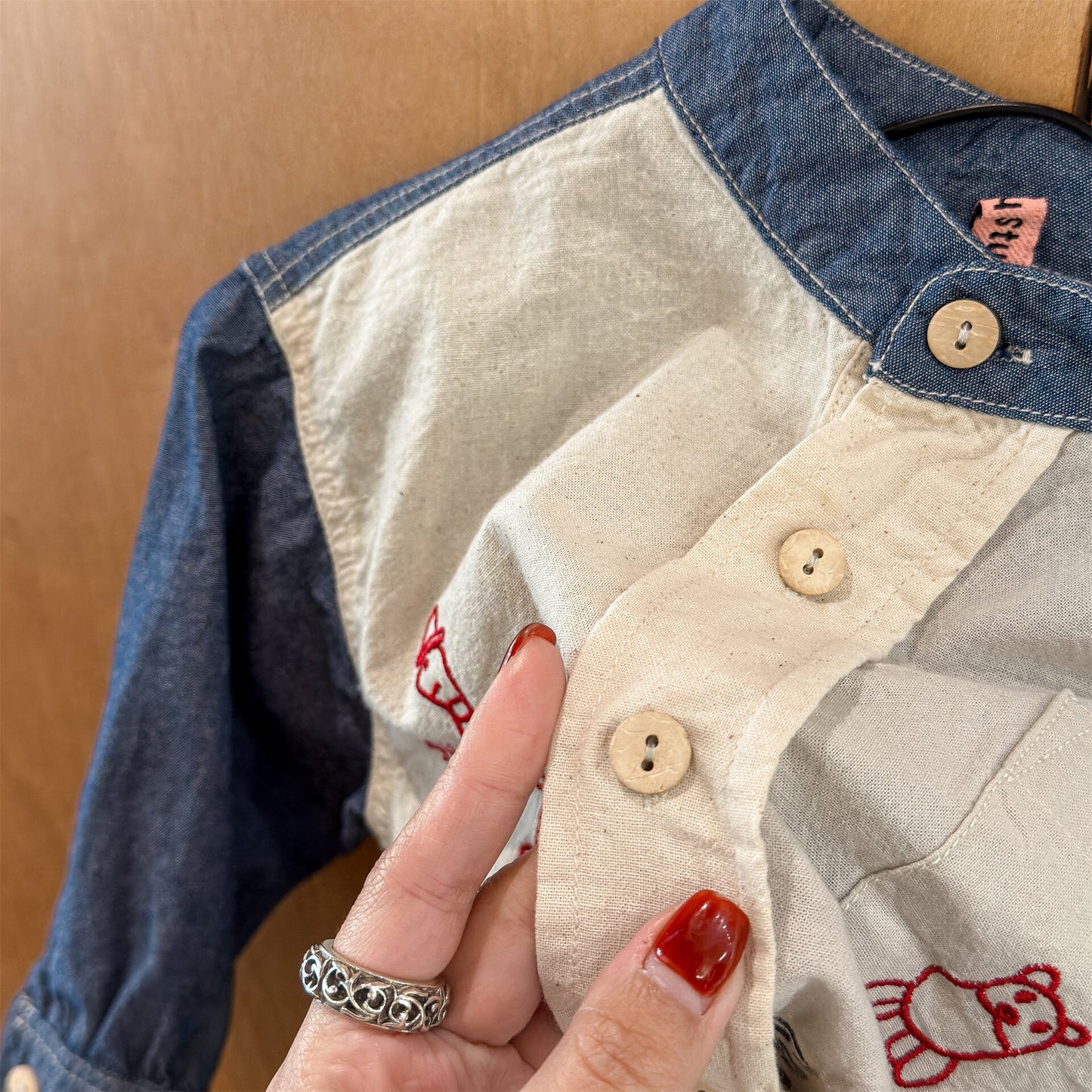 長袖シャツ・ブラウス Embroidered Children's Shirt 刺繍入り キッズシャツ【mh0012125】