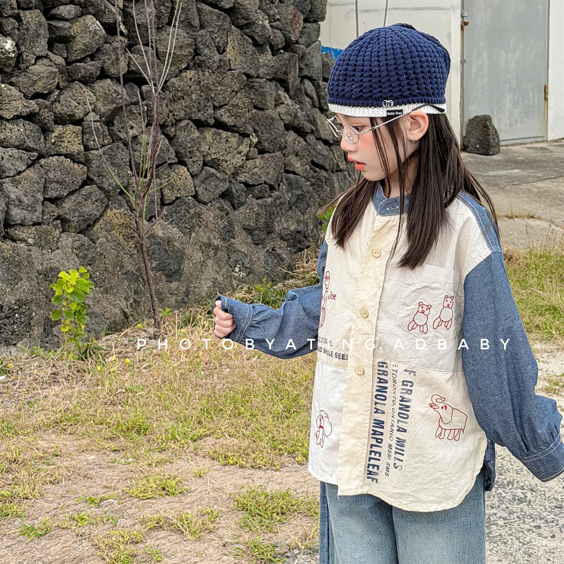 長袖シャツ・ブラウス Embroidered Children's Shirt 刺繍入り キッズシャツ【mh0012125】