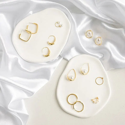 トレー・小物入れ 変形石膏プレート パレット アクセサリー収納 テーブル小物置き 撮影小物【mh0004318】