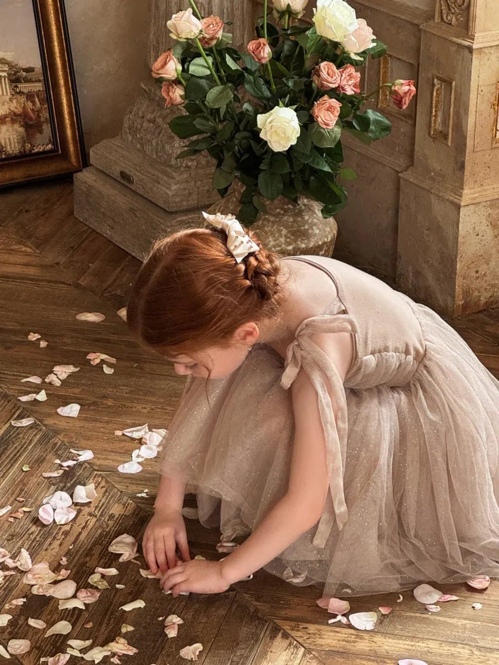 ノースリーブワンピース スパンコールチュールフリルケープ/ドレスワンピース【mh0011222】