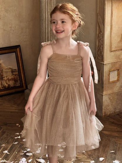 ノースリーブワンピース スパンコールチュールフリルケープ/ドレスワンピース【mh0011222】