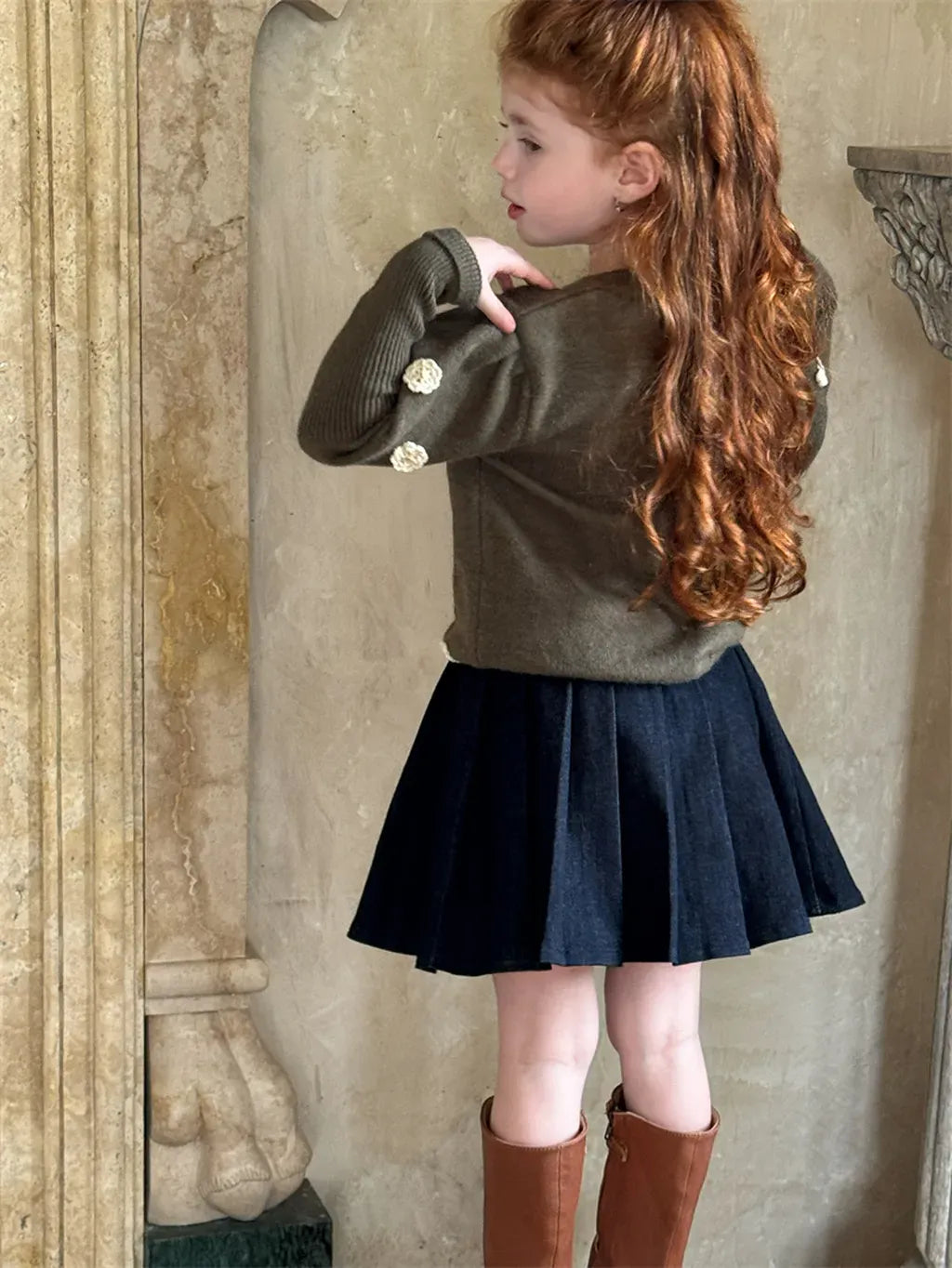 スカート デニムプレッピープリーツスカート【mh0011225】