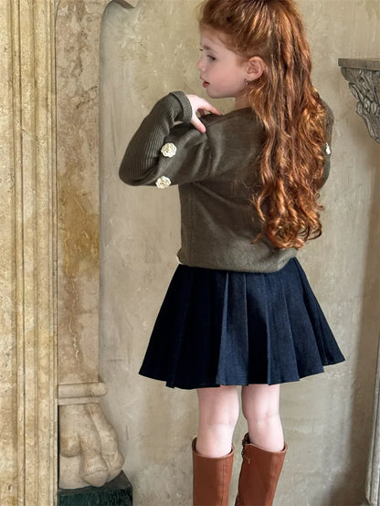 スカート デニムプレッピープリーツスカート【mh0011225】