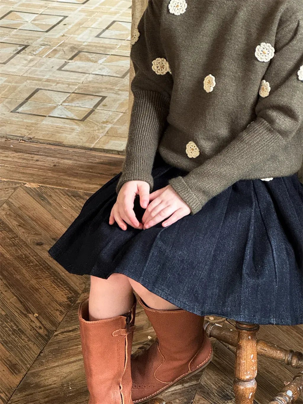 スカート デニムプレッピープリーツスカート【mh0011225】