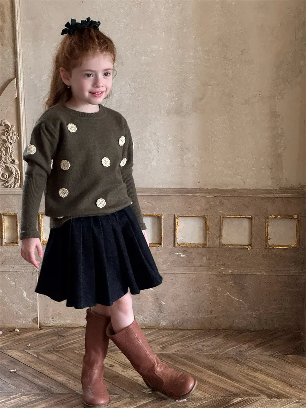 スカート デニムプレッピープリーツスカート【mh0011225】