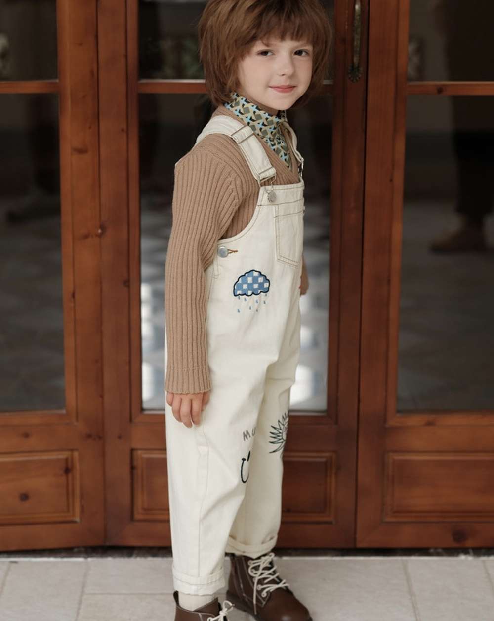 オーバーオール オーバーオール イラスト刺繍 サスペンダーパンツ つなぎ【mh0011556】