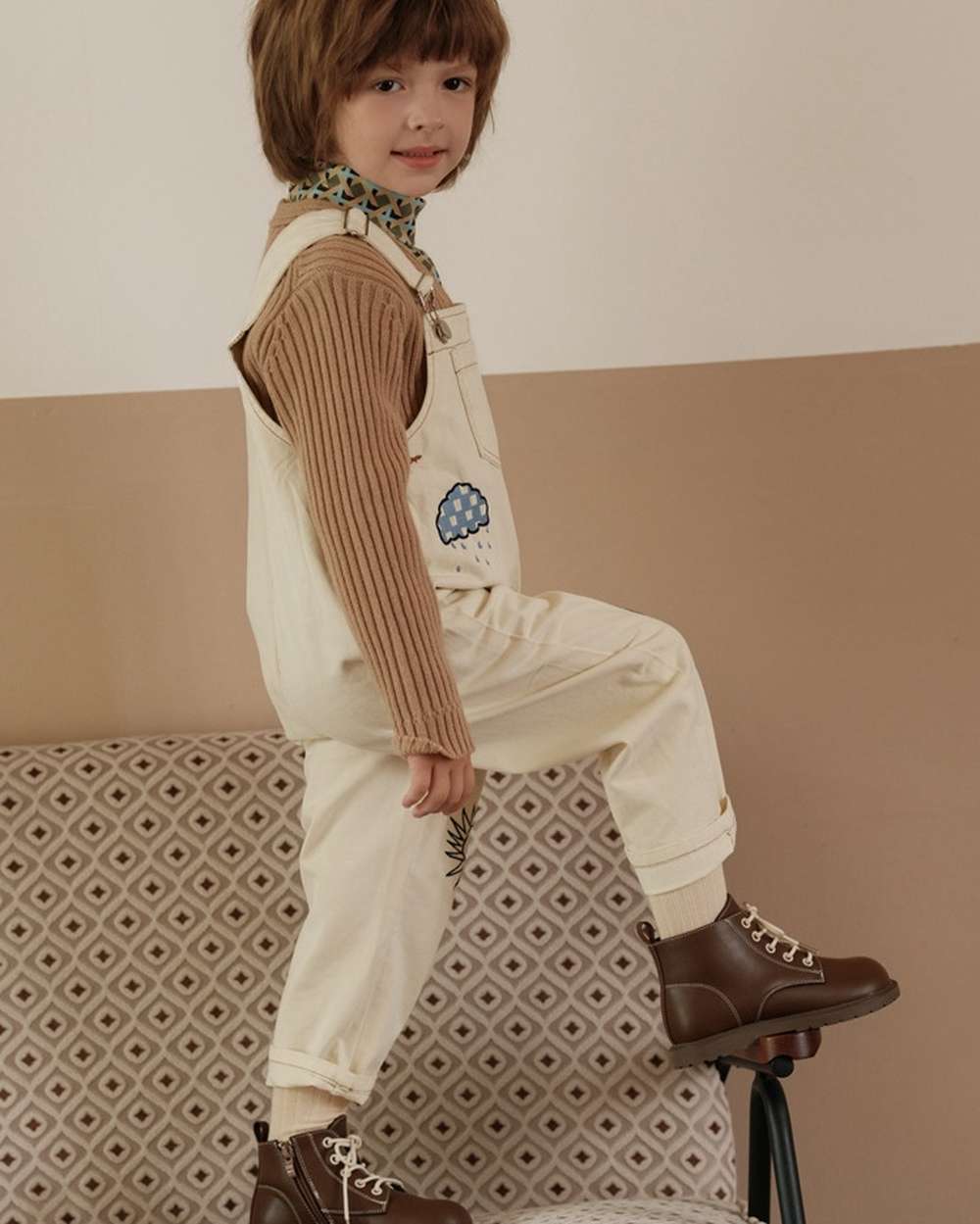 オーバーオール オーバーオール イラスト刺繍 サスペンダーパンツ つなぎ【mh0011556】