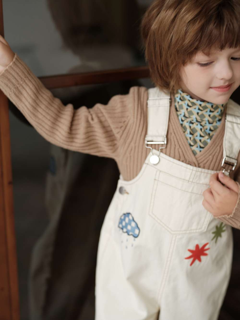 オーバーオール オーバーオール イラスト刺繍 サスペンダーパンツ つなぎ【mh0011556】