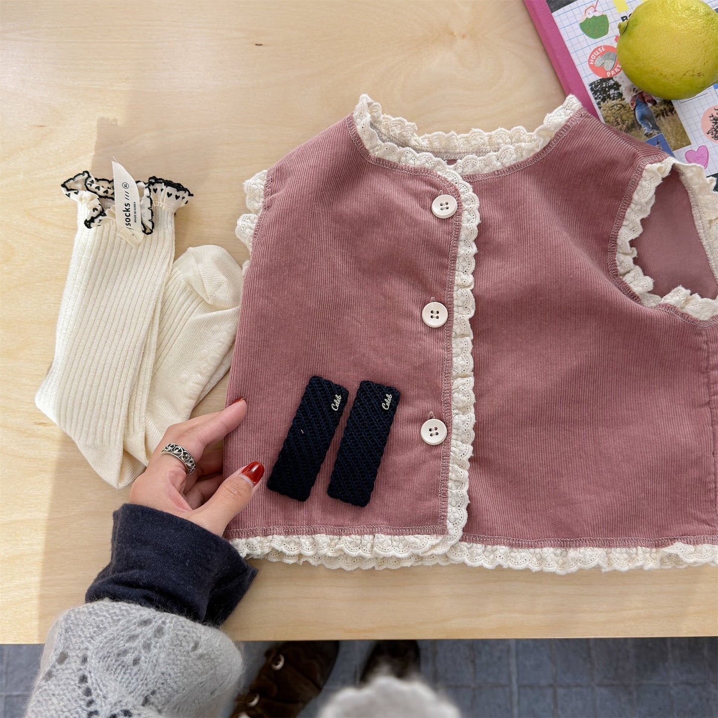 ベスト Pink / 80cm V-Neck Knitted Vest Vネック ニットベスト【mh0012129】