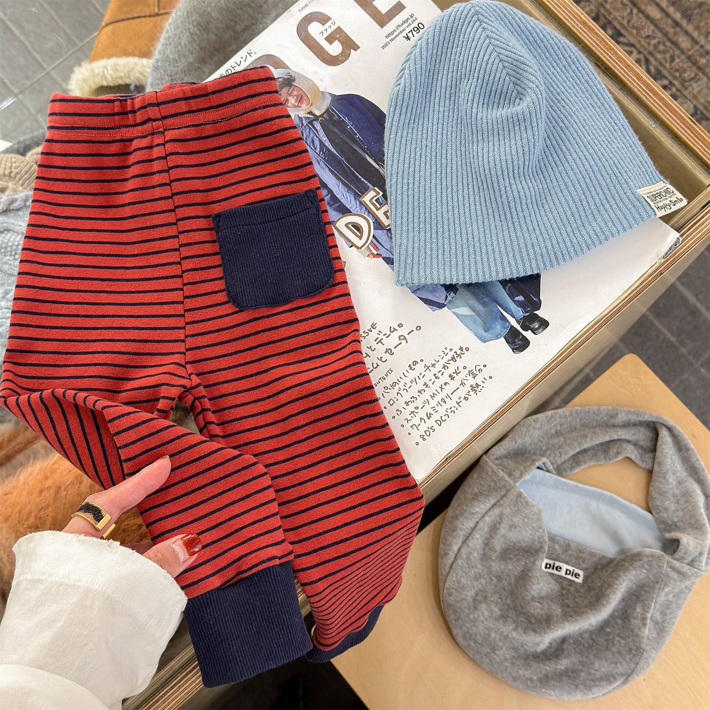 レギンスパンツ Red / 80cm Striped Cotton Leggings ボーダー柄 レギンスパンツ【mh0012134】