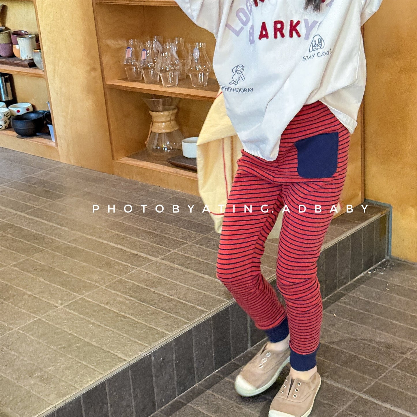 レギンスパンツ Striped Cotton Leggings ボーダー柄 レギンスパンツ【mh0012134】