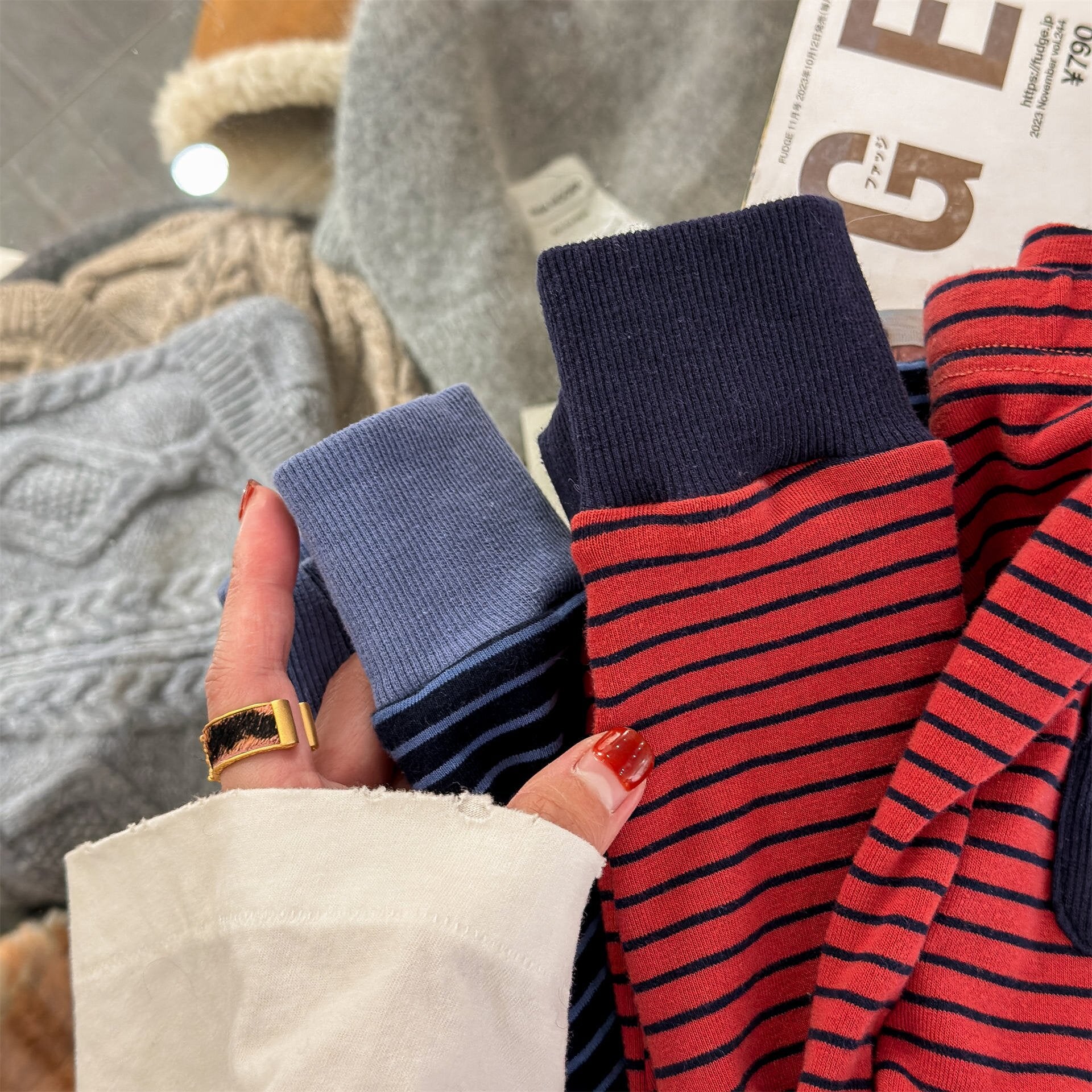レギンスパンツ Striped Cotton Leggings ボーダー柄 レギンスパンツ【mh0012134】