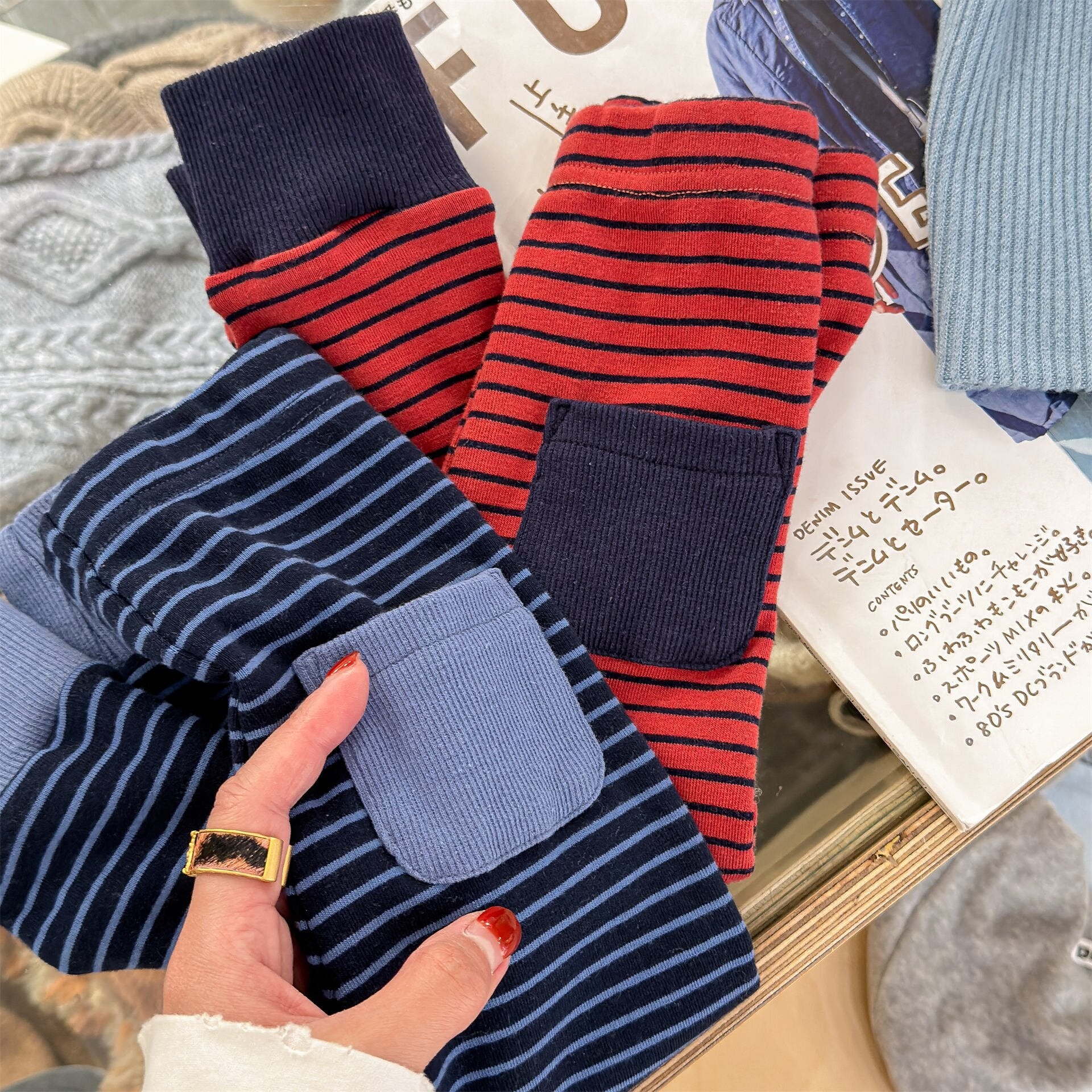 レギンスパンツ Striped Cotton Leggings ボーダー柄 レギンスパンツ【mh0012134】