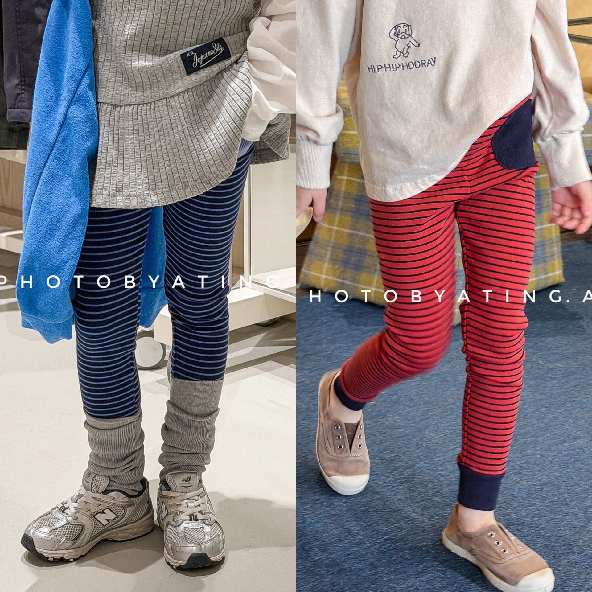 レギンスパンツ Striped Cotton Leggings ボーダー柄 レギンスパンツ【mh0012134】