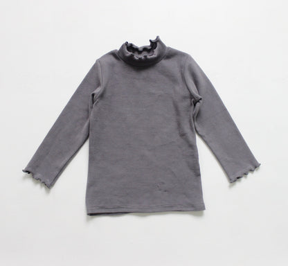 80cm / Slate gray High Neck Frill Long Sleeve Top キッズ フリル ハイネック トップス【mh0012254】