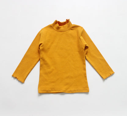80cm / yellow High Neck Frill Long Sleeve Top キッズ フリル ハイネック トップス【mh0012254】