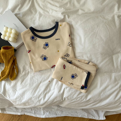 astronaut / 80cm (can be opened) Long Sleeve Printed Pajamas 長袖 プリント パジャマ セット【mh0012243】