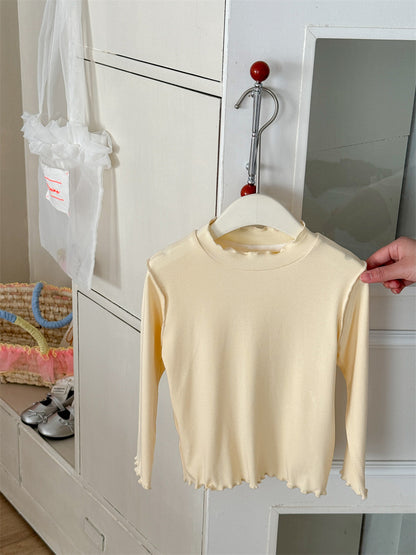 Cream yellow / 90cm Soft Skin-friendly Frilled Blouse メロウフリル 長袖Tシャツ【mh0012274】