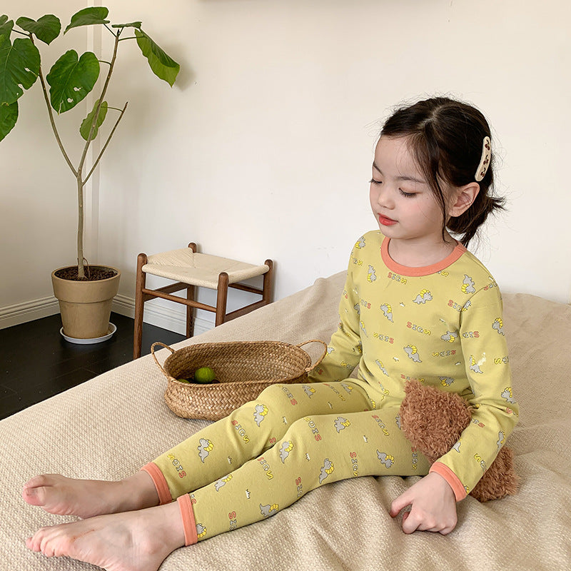 Green dinosaur / 80cm (can be opened) Long Sleeve Printed Pajamas 長袖 プリント パジャマ セット【mh0012243】