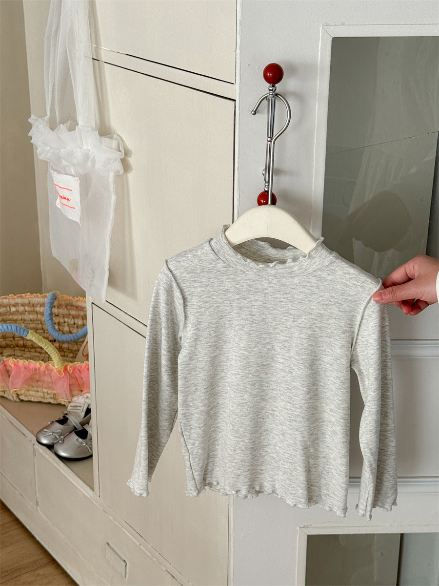light grey / 90cm Soft Skin-friendly Frilled Blouse メロウフリル 長袖Tシャツ【mh0012274】