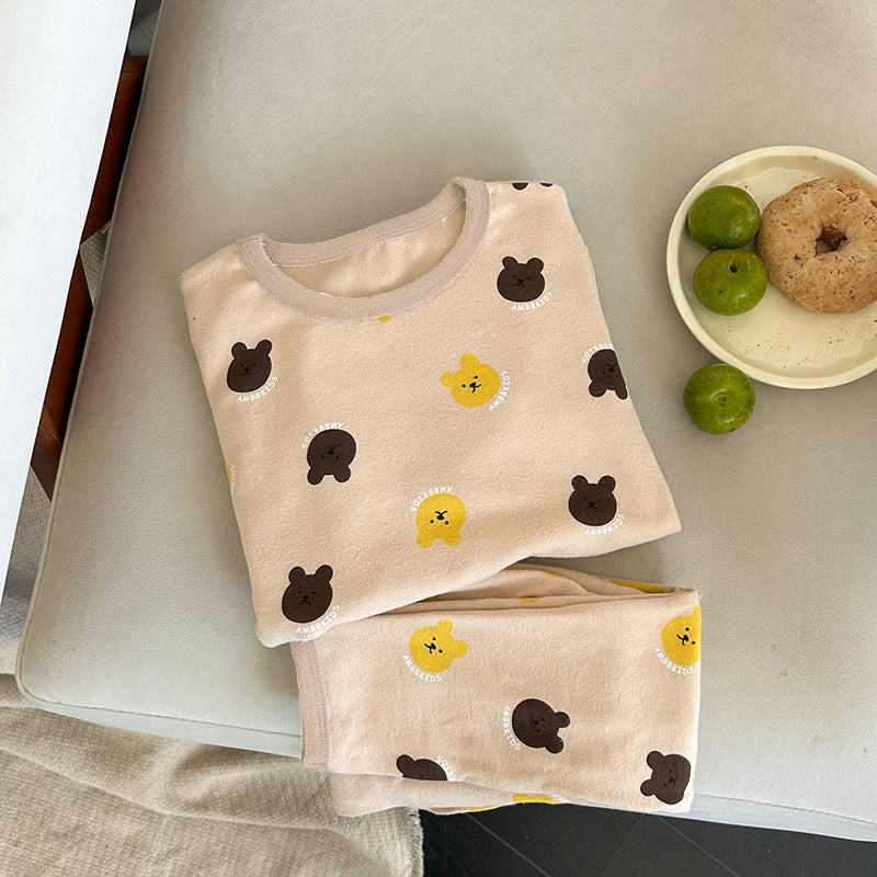 Long Sleeve Printed Pajama Set 長袖 プリント パジャマ セット【mh0012244】