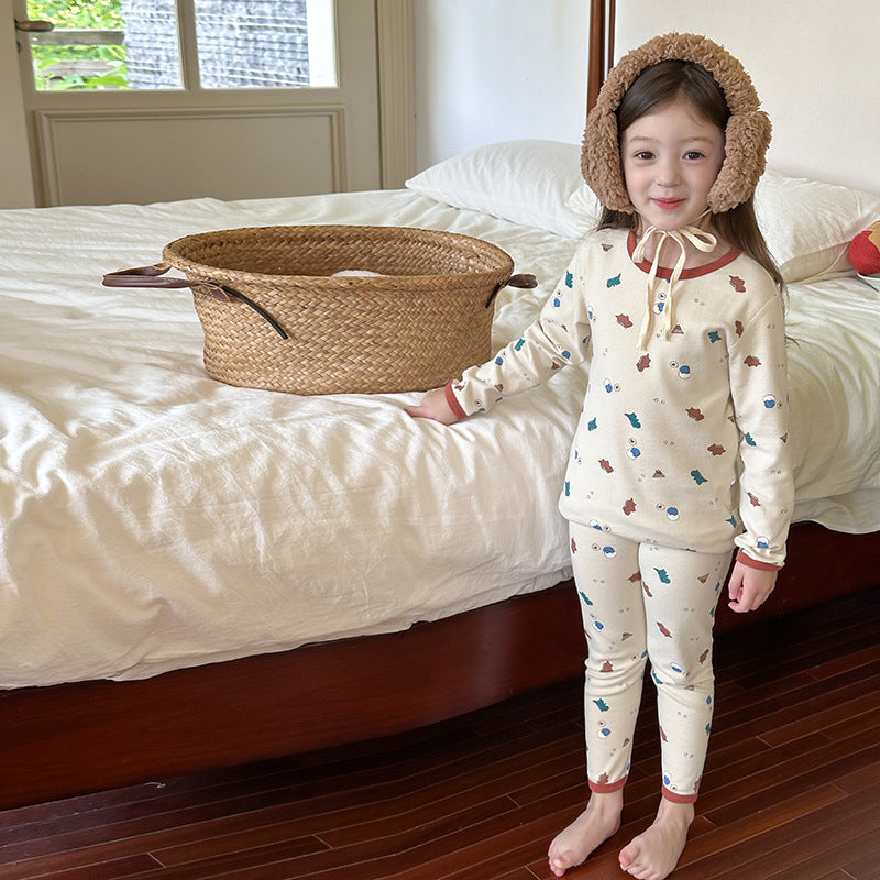 Long Sleeve Printed Pajama Set 長袖 プリント パジャマ セット【mh0012244】