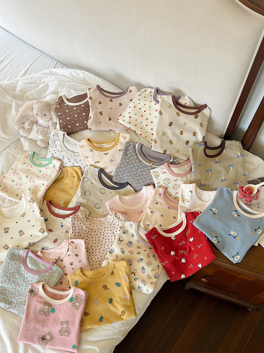 Long Sleeve Printed Pajama Set 長袖 プリント パジャマ セット【mh0012244】