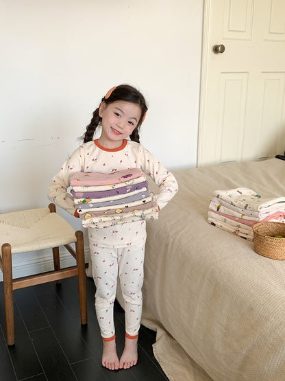 Long Sleeve Printed Pajamas 長袖 プリント パジャマ セット【mh0012243】