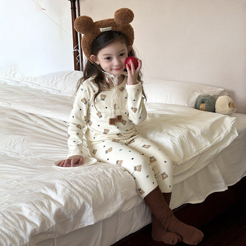 Medy Bear / 80cm Long Sleeve Printed Pajama Set 長袖 プリント パジャマ セット【mh0012244】