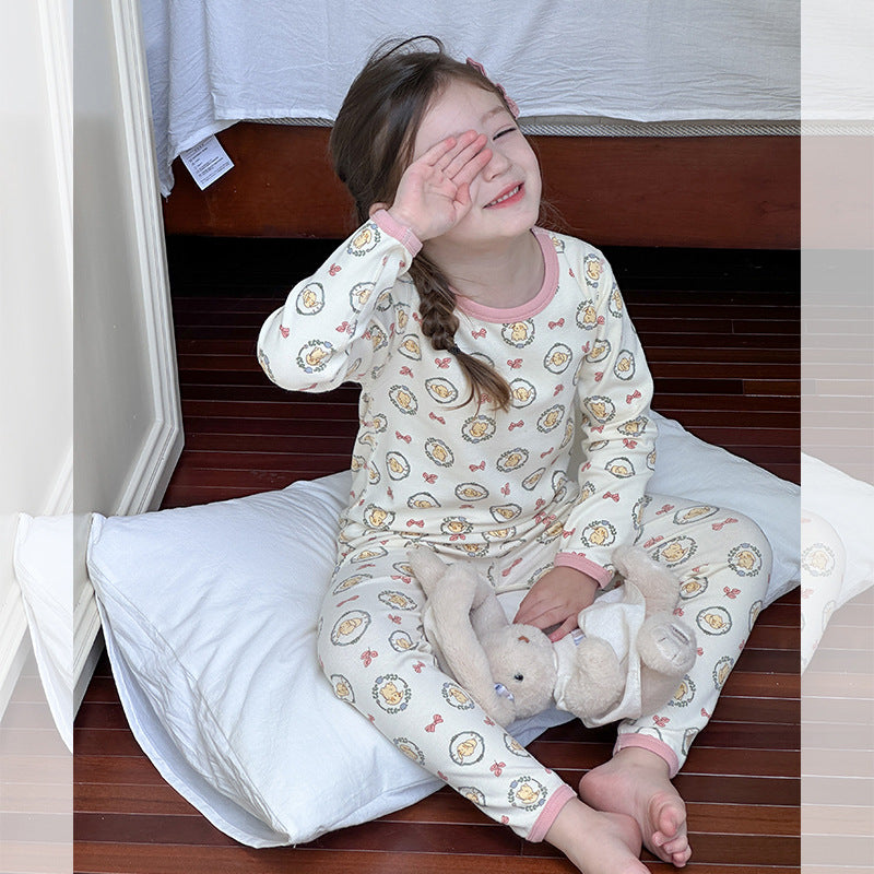 Pink bow bunny / 80cm Long Sleeve Printed Pajama Set 長袖 プリント パジャマ セット【mh0012244】