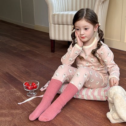 Pink bunny / 80cm Long Sleeve Printed Pajama Set 長袖 プリント パジャマ セット【mh0012244】