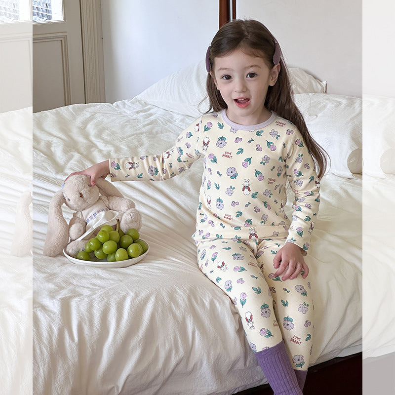 Purple bunny / 80cm Long Sleeve Printed Pajama Set 長袖 プリント パジャマ セット【mh0012244】