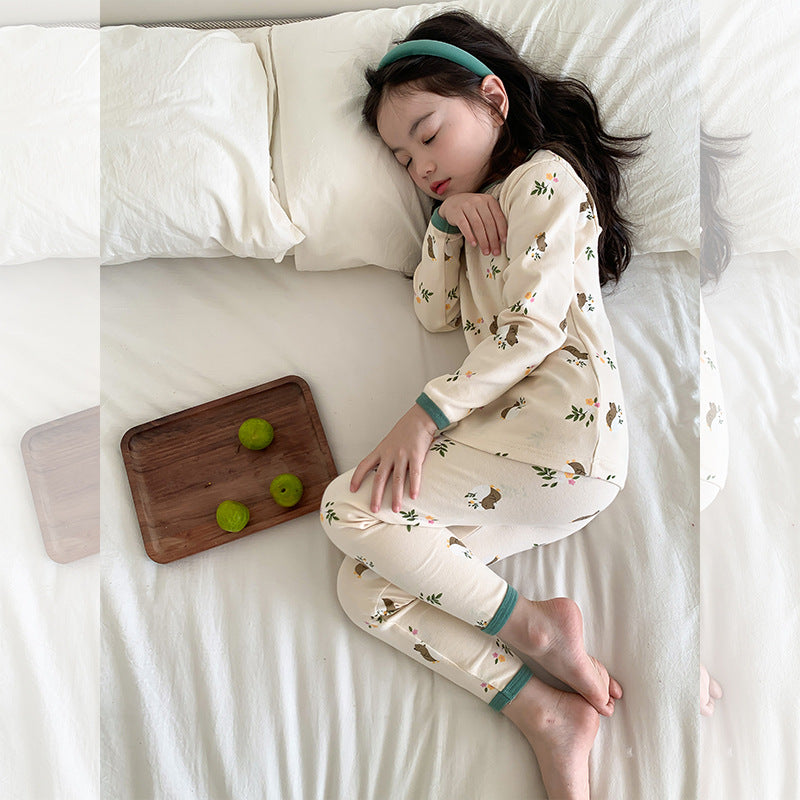 Rice flowers hedgehog / 80cm (can be opened) Long Sleeve Printed Pajamas 長袖 プリント パジャマ セット【mh0012243】