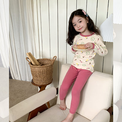 Rice smiley turnips / 80cm (can be opened) Long Sleeve Printed Pajamas 長袖 プリント パジャマ セット【mh0012243】