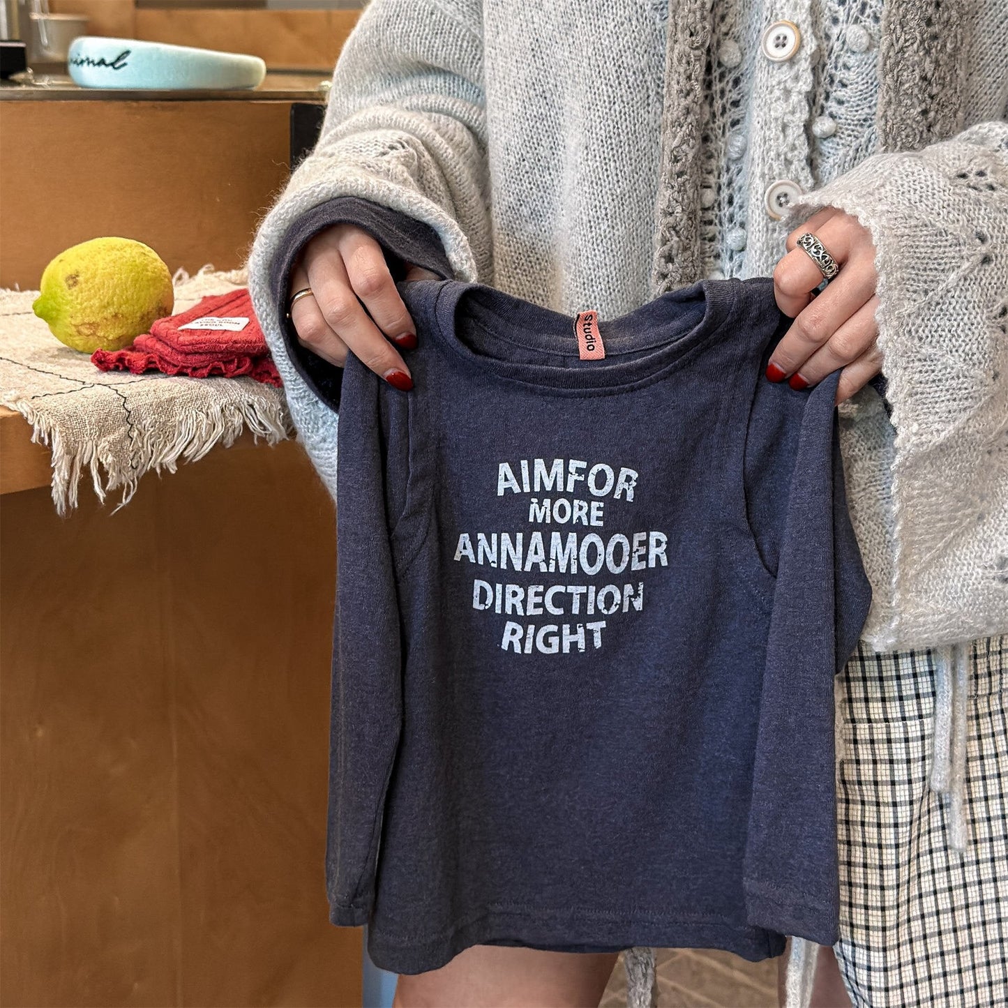 長袖Tシャツ Navy / 80cm Long-Sleeve Crewneck Sweatshirt 長袖 クルーネック スウェット【mh0012127】