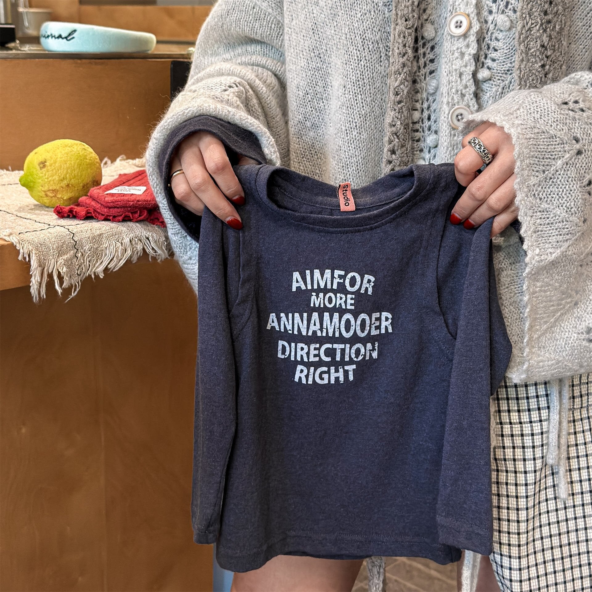 長袖Tシャツ Navy / 80cm Long-Sleeve Crewneck Sweatshirt 長袖 クルーネック スウェット【mh0012127】