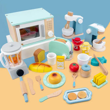Toy (おもちゃ・木製玩具）etc. ウッドトイ 木製 おままごと トースター ブレンダー ミキサー 電子レンジ クッキング セット キッチンツール【mh0001570】