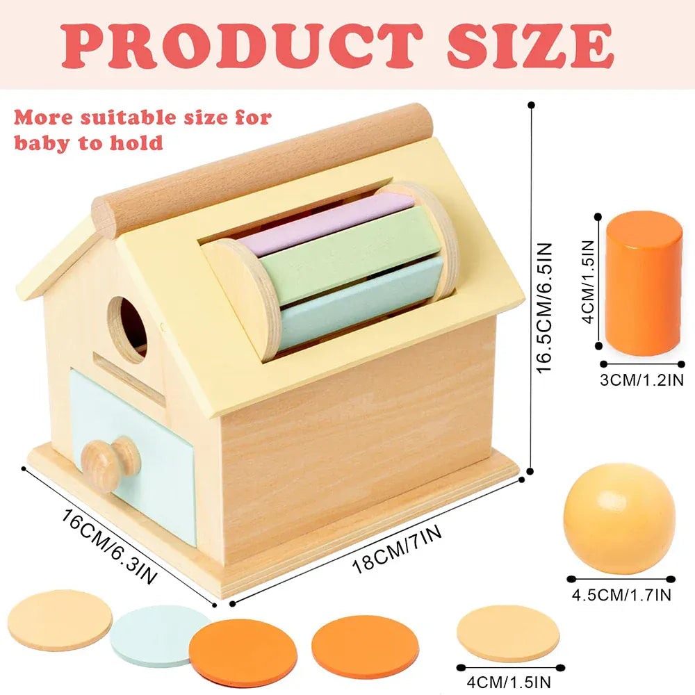 Toy (おもちゃ・木製玩具）etc. モンテッソーリ ウッドトイ 木製おもちゃ コインボール ビジーボックス ドラム カラーシェイプ認識 教育用センサリートイ 知育玩具【mh0005821】