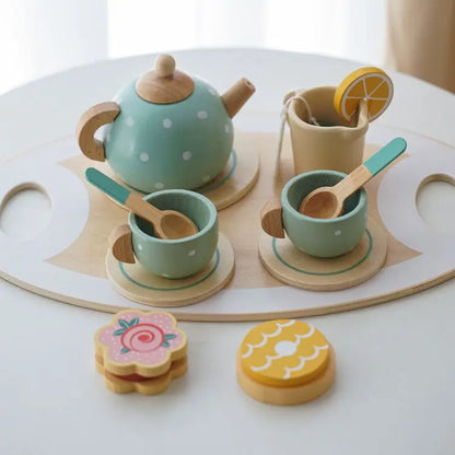 Toy (おもちゃ・木製玩具）etc. Tea Set ＊メーカー直送＊ ベビーキッズ ウッドトイ おままごと アイスクリーム ティーパーティ 木製玩具【mh0005910】