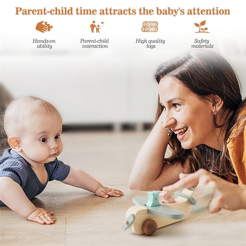 Toy (おもちゃ・木製玩具）etc. Wooden passenger plane ウッドトイ 飛行機 木のおもちゃ 木製 乗り物 アニマルプレイン 積み木 知育玩具【mh0002537】