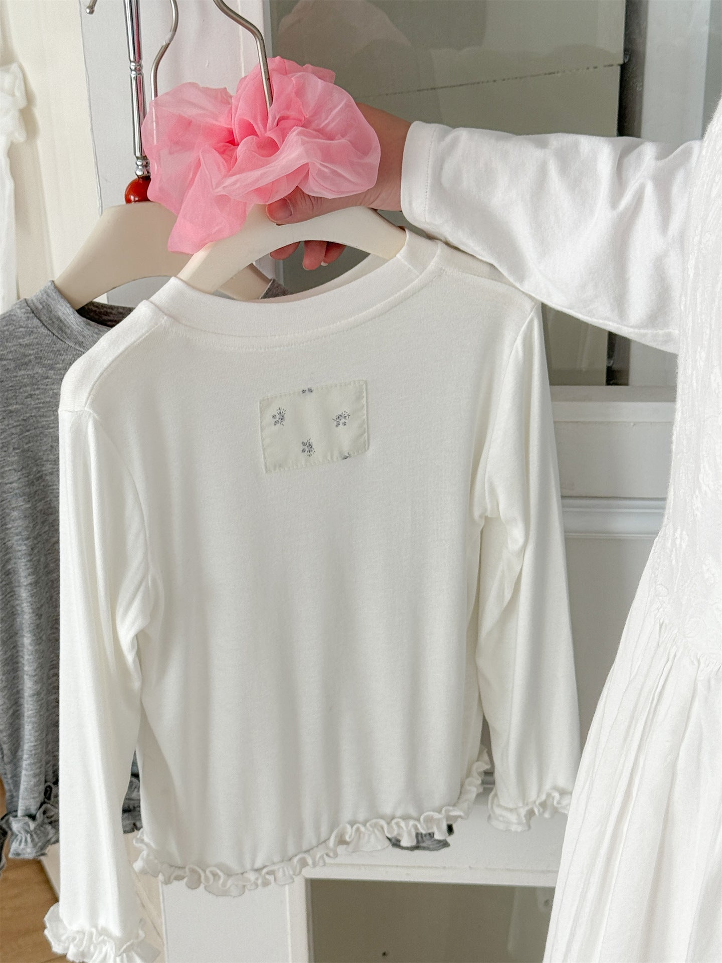 Mellow Hem Long Sleeve T-shirt メロウ 裾フリル 長袖Tシャツ【mh0012293】 Laibaobao