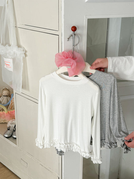 Mellow Hem Long Sleeve T-shirt メロウ 裾フリル 長袖Tシャツ【mh0012293】 Laibaobao