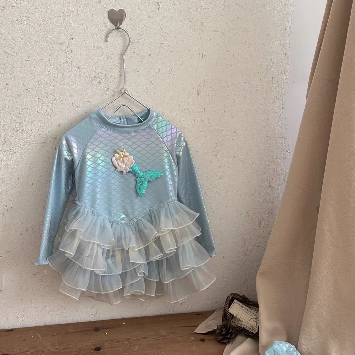 Mermaid Long-sleeve Sun Protection Swimwear マーメイド 長袖ワンピース水着【mh0013322】 mamahalo kids ベビー用水着