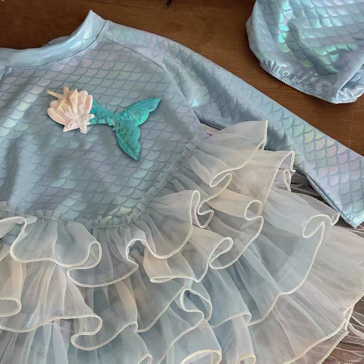 Mermaid Long-sleeve Sun Protection Swimwear マーメイド 長袖ワンピース水着【mh0013322】 mamahalo kids ベビー用水着