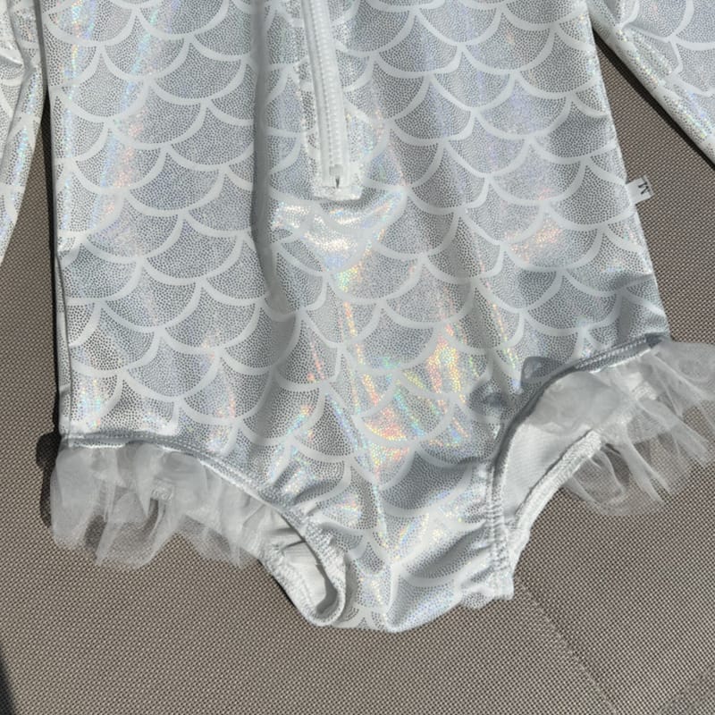 Mermaid Scale Shiny One-Piece Swimwear マーメイド 長袖ワンピース水着【mh0013346】 mamahalo kids ベビー用水着