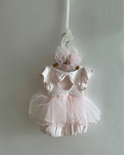 Mesh Bow Flying Sleeve Romper チュチュ 半袖ロンパース【mh0013109】 BBAMMA 半袖ロンパース