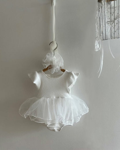 Mesh Bow Flying Sleeve Romper チュチュ 半袖ロンパース【mh0013109】 BBAMMA 半袖ロンパース