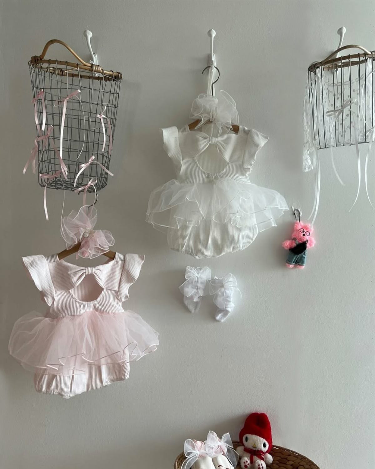 Mesh Bow Flying Sleeve Romper チュチュ 半袖ロンパース【mh0013109】 BBAMMA 半袖ロンパース