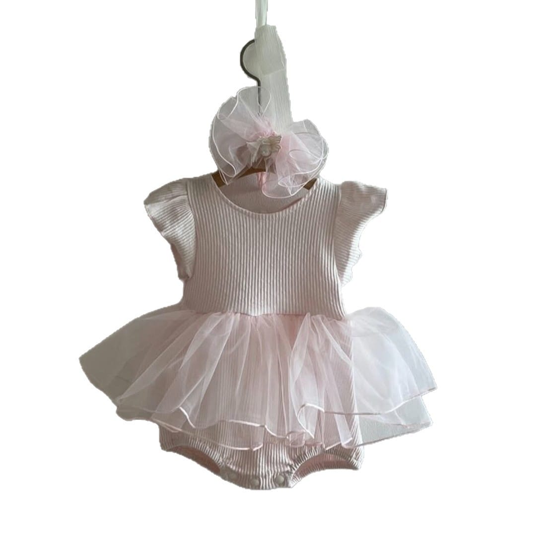 Mesh Bow Flying Sleeve Romper チュチュ 半袖ロンパース【mh0013109】 BBAMMA 半袖ロンパース