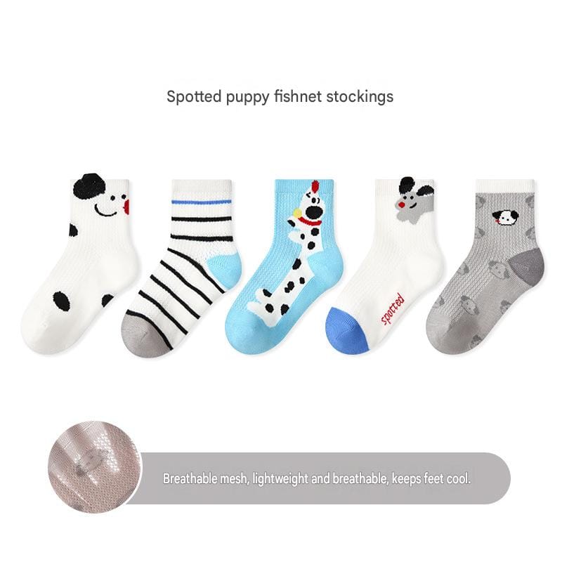 Mesh Cartoon Pattern Socks 5 Pairs アニマル ソックス 5足セット【mh0013545】 1905 Dalmatian Mesh Socks / S mamahalo accessory ベビー用靴下・タイツ